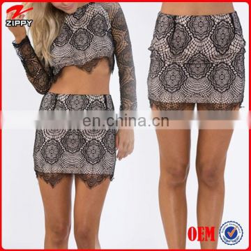 2015 Latest Skirt Design Black Mini Lace Skirt /Pictures Of Mature Women With Short Skirt