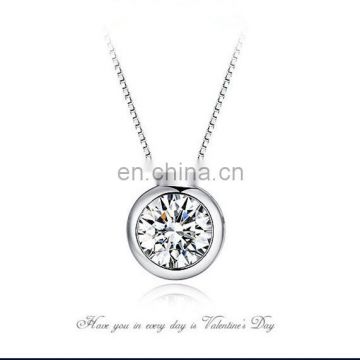 Ladies Round Diamond 925 Mexican Silver Necklace