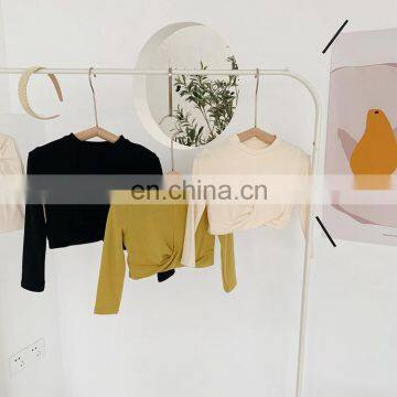 2020 autumn children's new style Korean girl 3-color cross bottoming shirt short