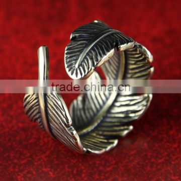 2016 yiwu lovely fashion silver leaf ring for lover gifts