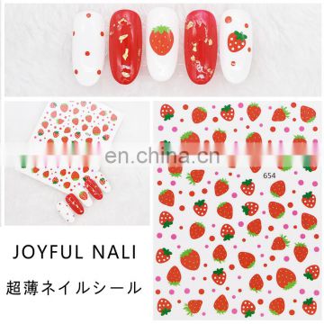 JOYFUL 645-654 679-684 hot sale diy nail stickers orange rainbow Cherry Flower Fruit 3d nail sticker