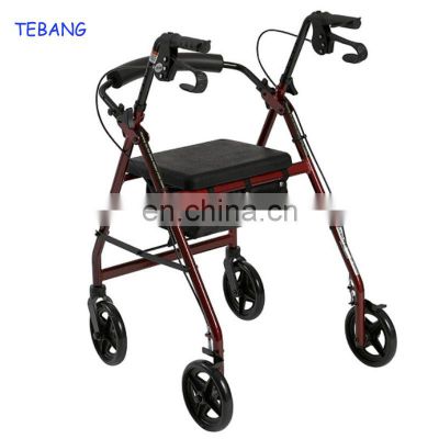 Lightweight foldable convenient rollator for elder with 6 wheels