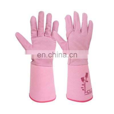 HANDLANDY Elbow Length Women Leather Rose Pruning Gloves Long Gauntlet Leather Gardening Gloves