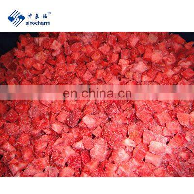 Sinocharm Sweet 10*10mm IQF Strawberry Cubes Frozen Diced Strawberry