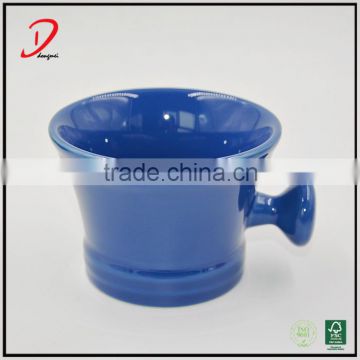 Wholesale Private Label Blue Ceramic Shaving Bowl With Handle
