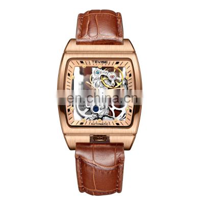 TEVISE T852 Men Automatic Mechanical Watch Fashion Luxury Leather Strap Male Clock Relogio Masculino