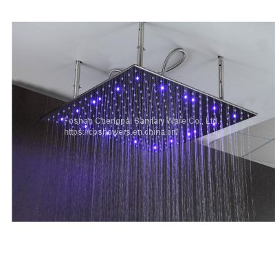LED shower head stainless steel ceiling square showerhead with shower arm 60x60cm