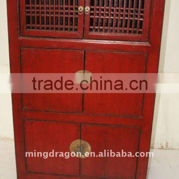 Antique Chinese Red Wooden Kitchen Cabinet / Cupboard