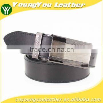 Fashion style Man black pu leather brand belt for suit with metal square accessories in YiWu