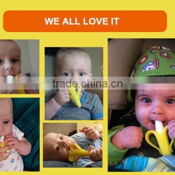 Babymatee Wholesale Funny Baby Banana silicone training corner teether toothbrush