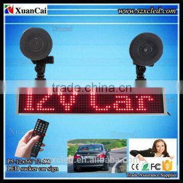 CE RoHS P5-12x56 (60x280mm)SMD Remote control 12~24V mini taxi LED window displays