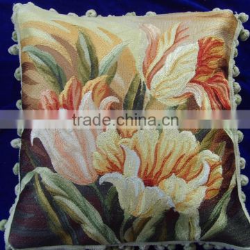 manufacturer sell embroidery flower imitate aubusson sofa cushion cover