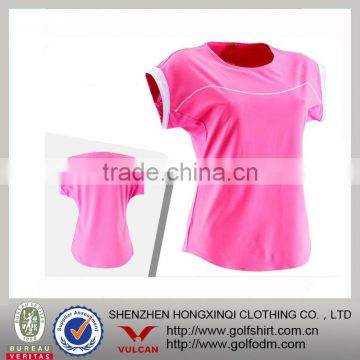 2013 Rose Color Round Neck Fashion Gym T shirt For Women