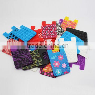 Cute design Self Adhesive 3m sticker silicone smart wallet,silicone card holder ,silicone phone pouch