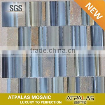 square place floor stone tile mix liner glass mosaic wall mounting
