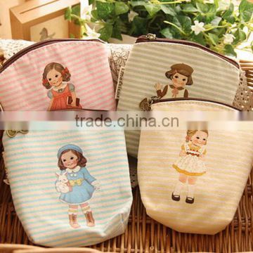 fashion canvas custom Zipper coin purse little girls printing wallet promotional gift lassock printed euro coin purse