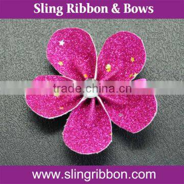 Wholesale Fashion Pink Glitter Flower Clip