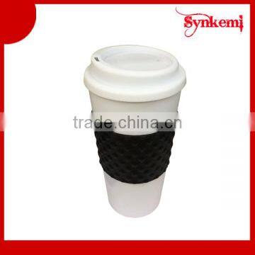 16oz Plastic coffee mug rubber lid