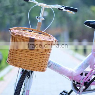 Removable cheap natural wicker bike bicycle basket for pets dogs