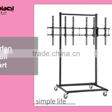 Modern TV wall mount bracket with casters movable video wall cart