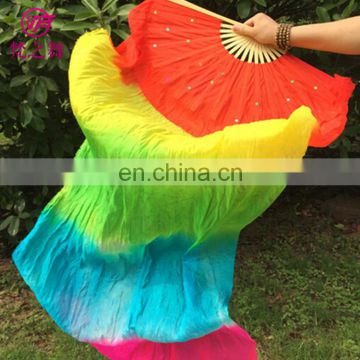 P-9080 New arrival factory customized 1.5m/1.8m imitated silk three and five colors long belly dance fan veil