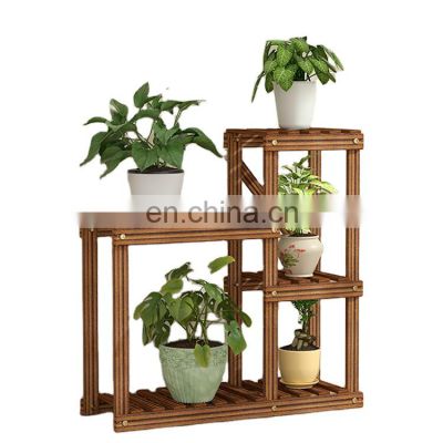 K&B home decor wholesale cheap hot solid wood outdoor flower pot shelf
