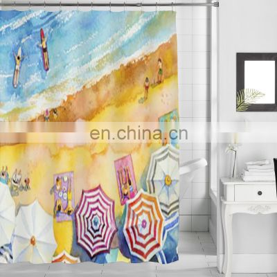 Custom polyester curtains bathroom 3d digital printing modern shower curtain