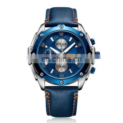 MEGIR 2074 Men Quartz Watch Luxury Leather Multifunction Chronograph Casual Man's Sport Waterproof Wristwatches