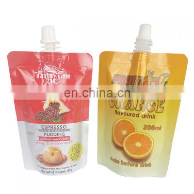 customized reusable stand up food liquid spout pouch for beverage