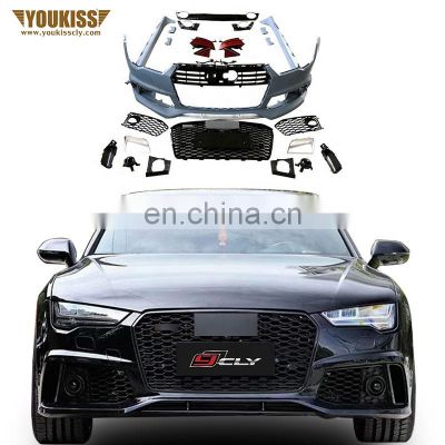 Auto Car Bumpers For 2016-2018 Audi A7 Upgrade RS7 Body Kits Front Car Grille Fog Lamp Grille Side Skirt Taillight Exhaust Pipe