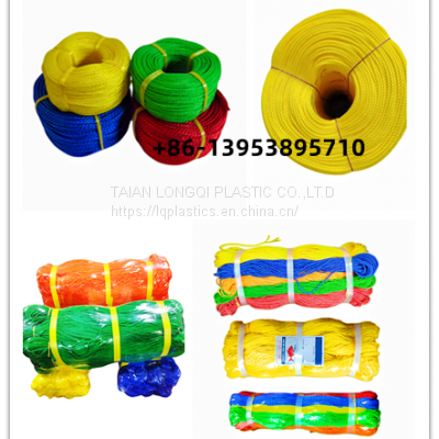 2MM 3MM 4MM 5MM 6MM 3 strand pe rope/pp nylon twisted rope coil ,hank,roll made in Taian Rope factory