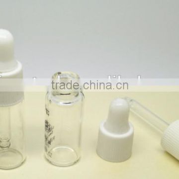 glass testing dropper vial 3ml with plastic dropper,glass pipette,silicon rubber top