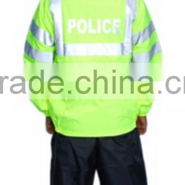 High Visibility Safety Hooded Waterproof Police Raincoat