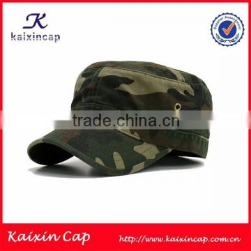 wholesale custom made camo fabric flat top washed military cap