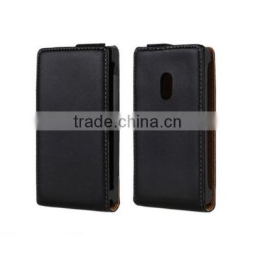 High quality Black Vertical Flip Leather Cover case for Nokia Lumia 800