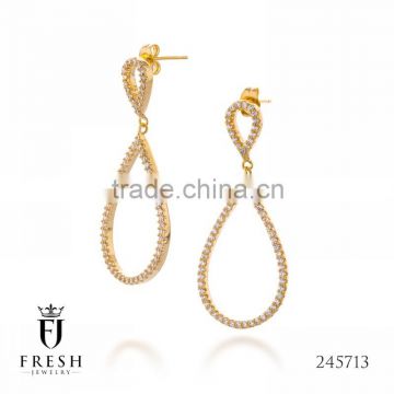 Fashion Gold Plated Earring - 245713 , Wholesale Gold Plated Jewellery, Gold Plated Jewellery Manufacturer, CZ Cubic Zircon AAA