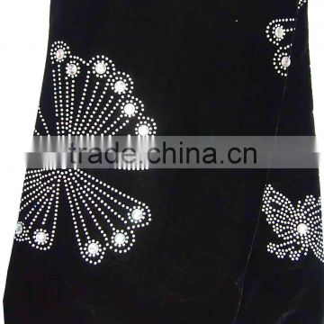 CL4032-black African fabric with many colorful stone velvet lace