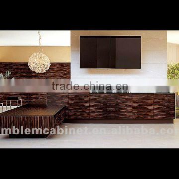Coffee Wood Grain Melamine Kitchen Cabinets