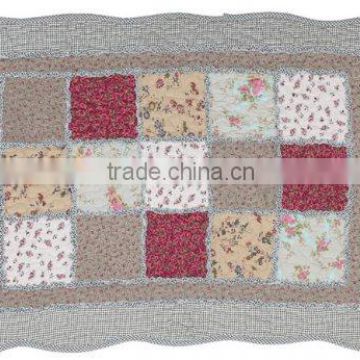 Shabby Chic Green Floral Patchwork Quilted Cotton Bedroom Bath Floor Mat Rug