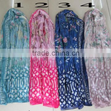 Hangzhou flower printed silk scarf 110*180cm sex muslim silk scarf