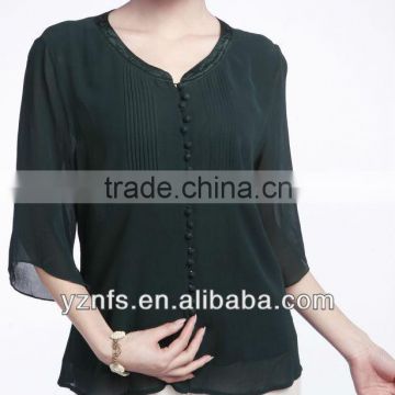 Ladies Loose Style Garment O-neck shiffon tops Casual women tshirts