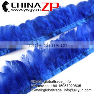 Fancy design chicken plumage trim wholesale bulk dyed Royal Blue hen feathers trimmings