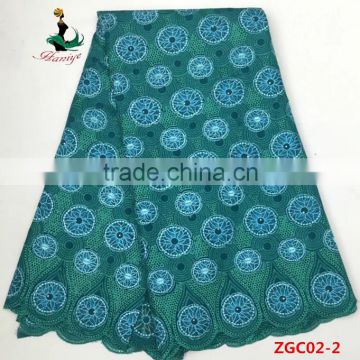 Latest High Quality Swiss Cotton Lace Fabric ZGC02 wholesale cotton lace with stones