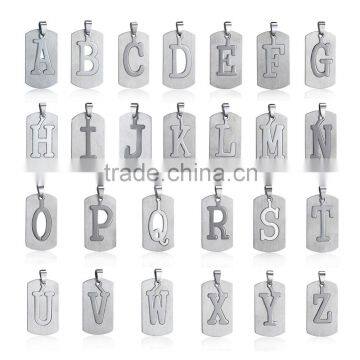 Special Men's 316L stainless steel 26 Letter A-Z shaped pendant for necklace