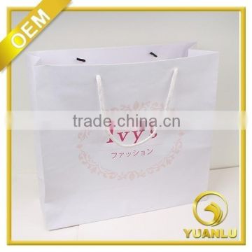 white paper printed custom logo shopping bag cusotm apparel bags