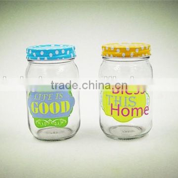 16OZ Glass Mason Jar With Lid and Plastic Straw