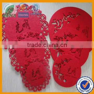 cheap price 3mm thickness laser cut cup felt coaster for restaurant
