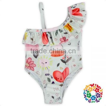Ruffle One piece Happy flowers Swimsuits for baby girls