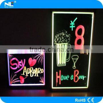Color changing acrylic LED writing board with low price / remote control erasable LED writing board