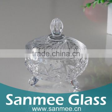 Crystal Fancy Design Glass Candy Box with lid